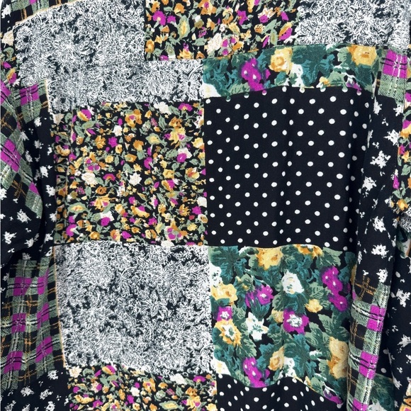 Way To Go Women's Vintage Floral Patchwork Longsleeve ButtonUp Blouse Size Large - Picture 4 of 6